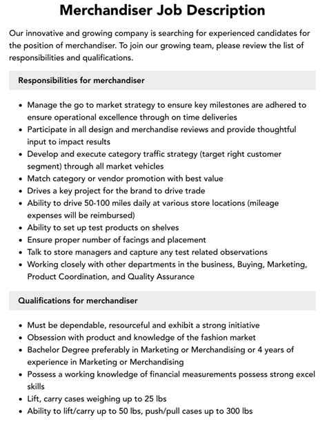 Merchandiser Job Description [+2024 TEMPLATE] .